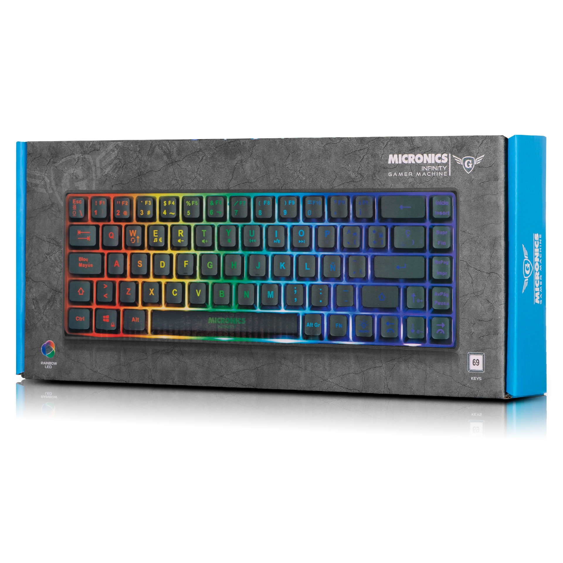 Teclado Gamer Machine Rainbow MICRONICS INFINITY, MIC K721 Slim